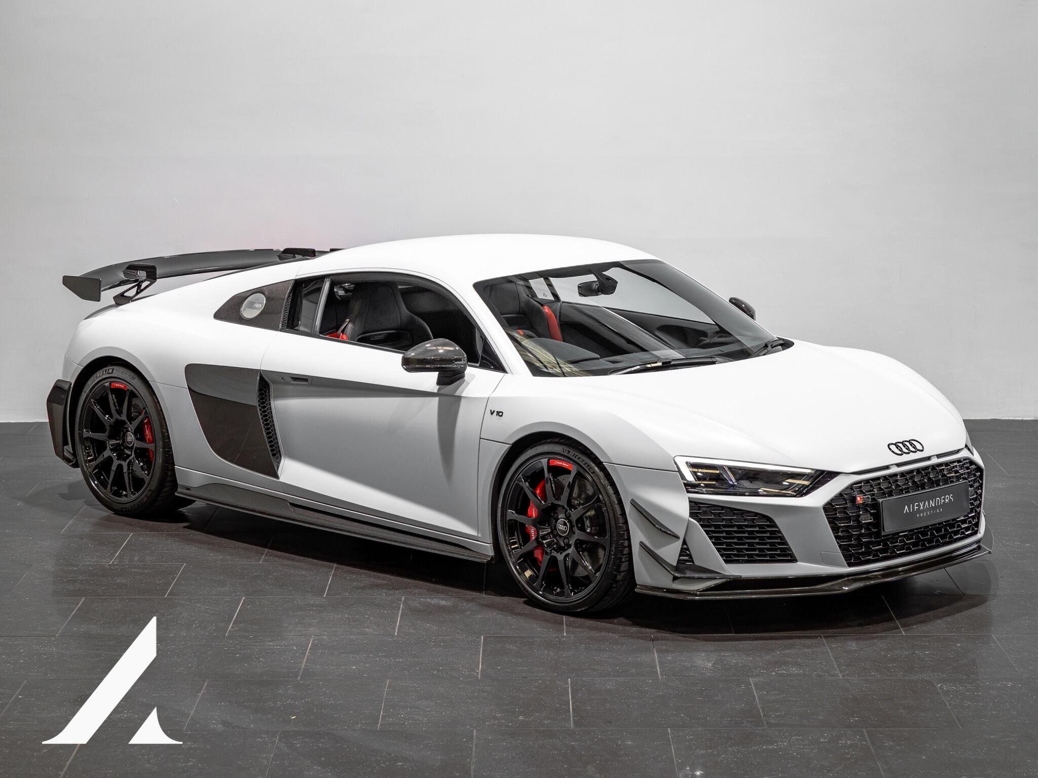 An exterior shot of the front right on a 2023 Audi R8