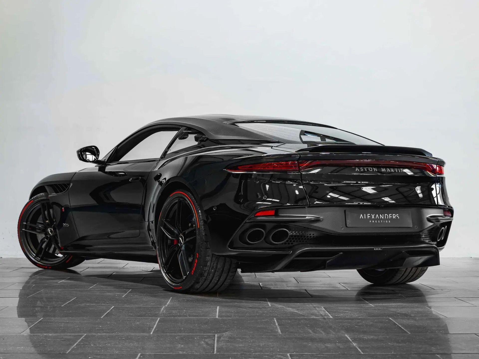 An exterior shot of the rear left on a 2019 Aston Martin DBS
