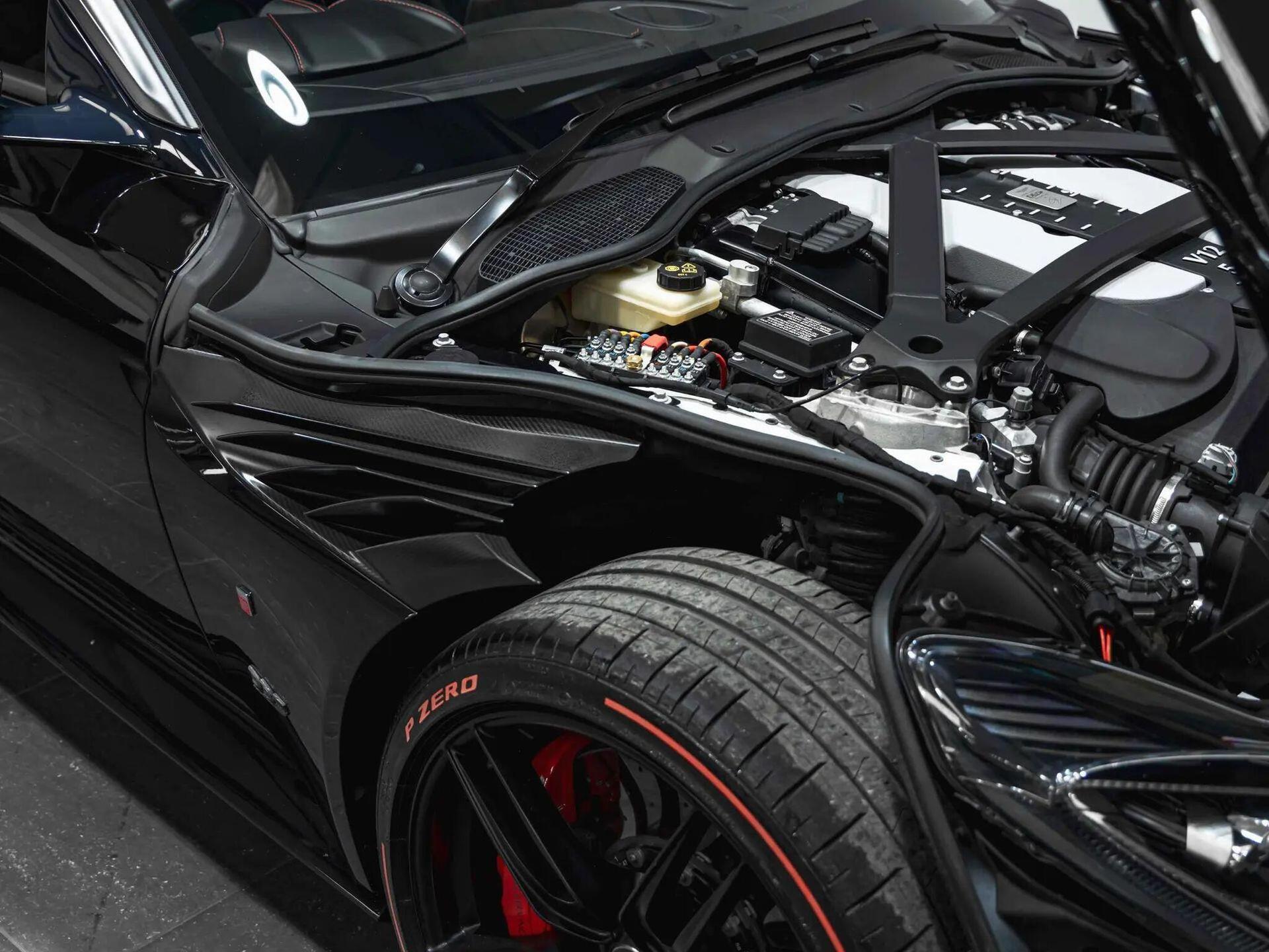 An exterior shot of the engine on a 2019 Aston Martin DBS