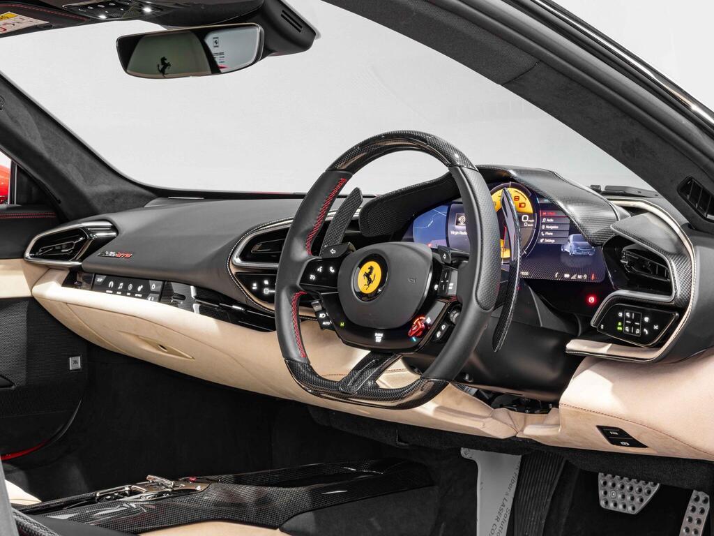 An interior shot of the interior front on a 2022 Ferrari 296 GTB