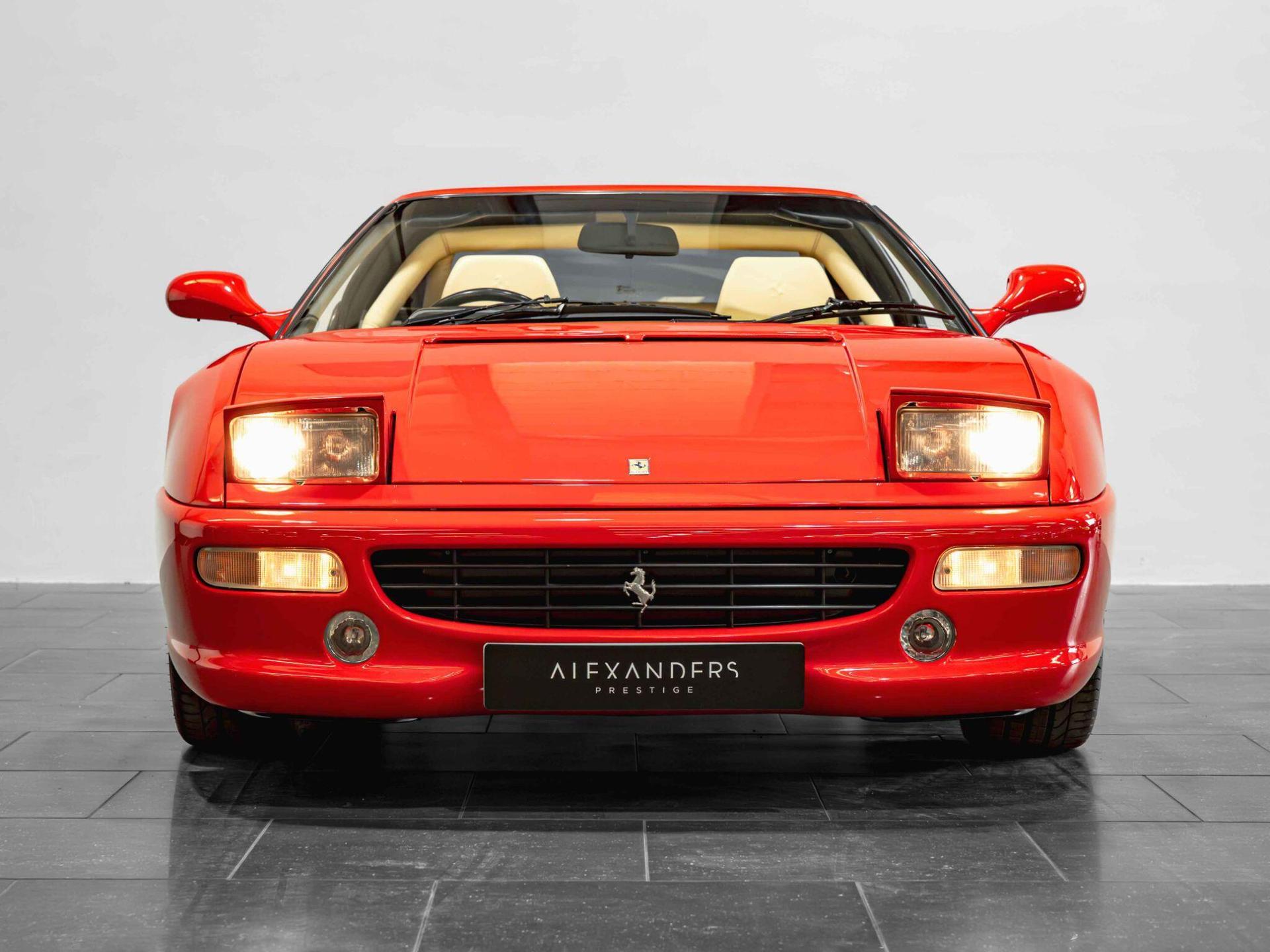 An exterior shot of the front on a 1997 Ferrari F355