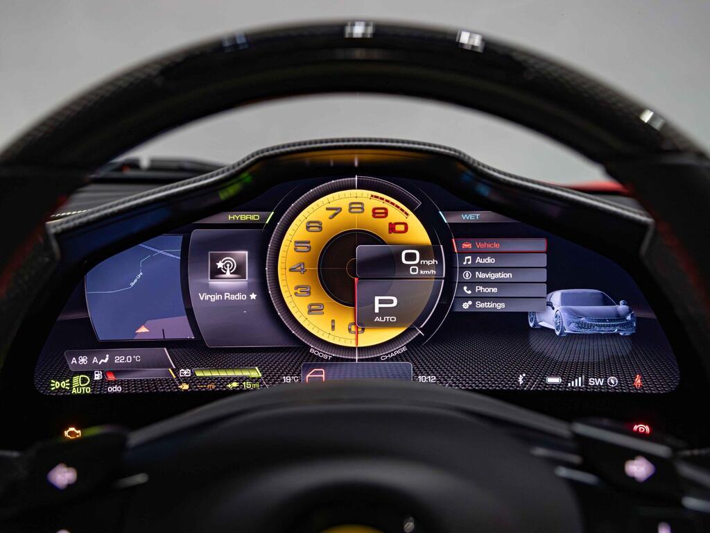 An interior shot of the driver instruments on a 2022 Ferrari 296 GTB