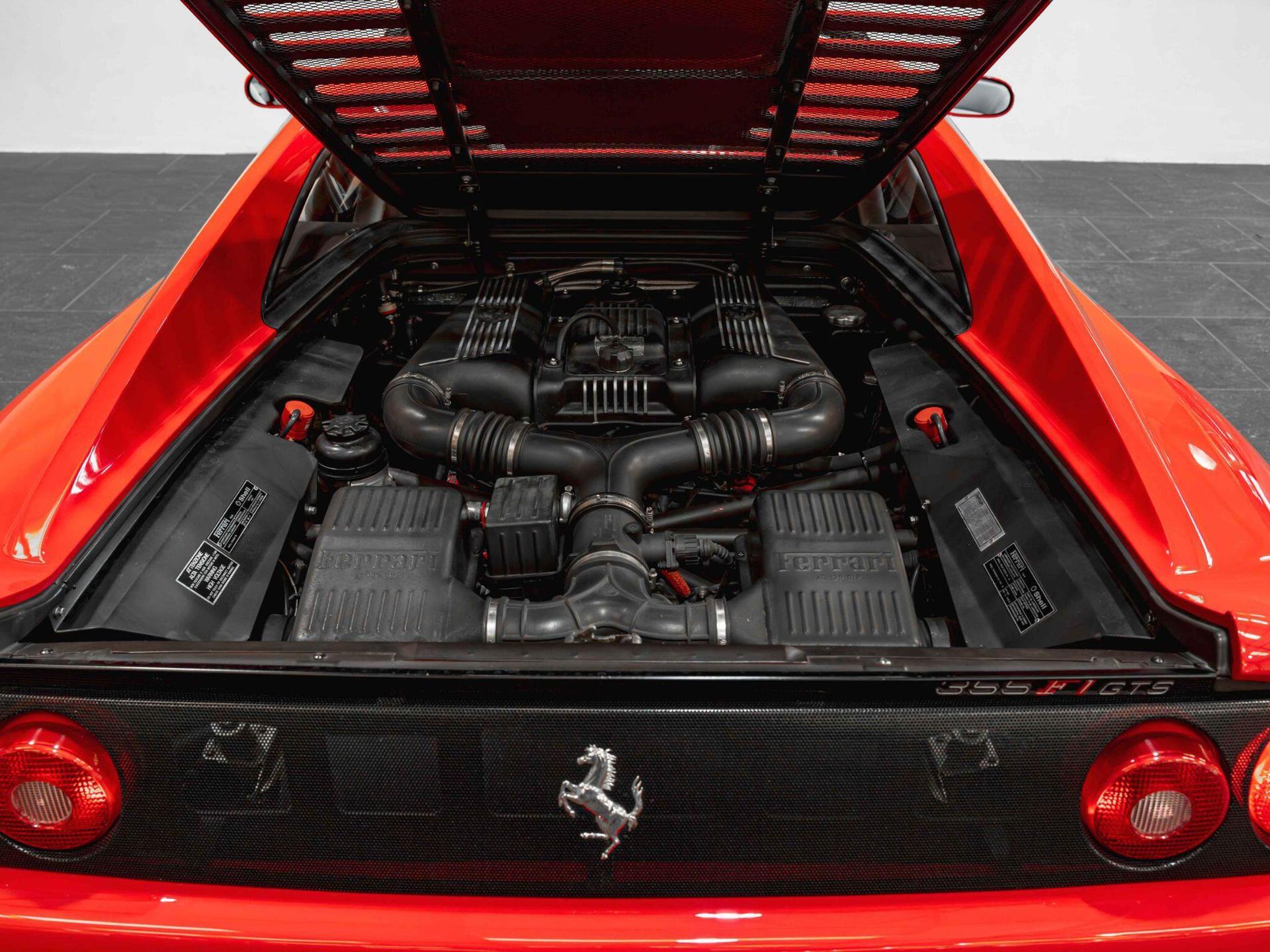 An exterior shot of the engine on a 1997 Ferrari F355