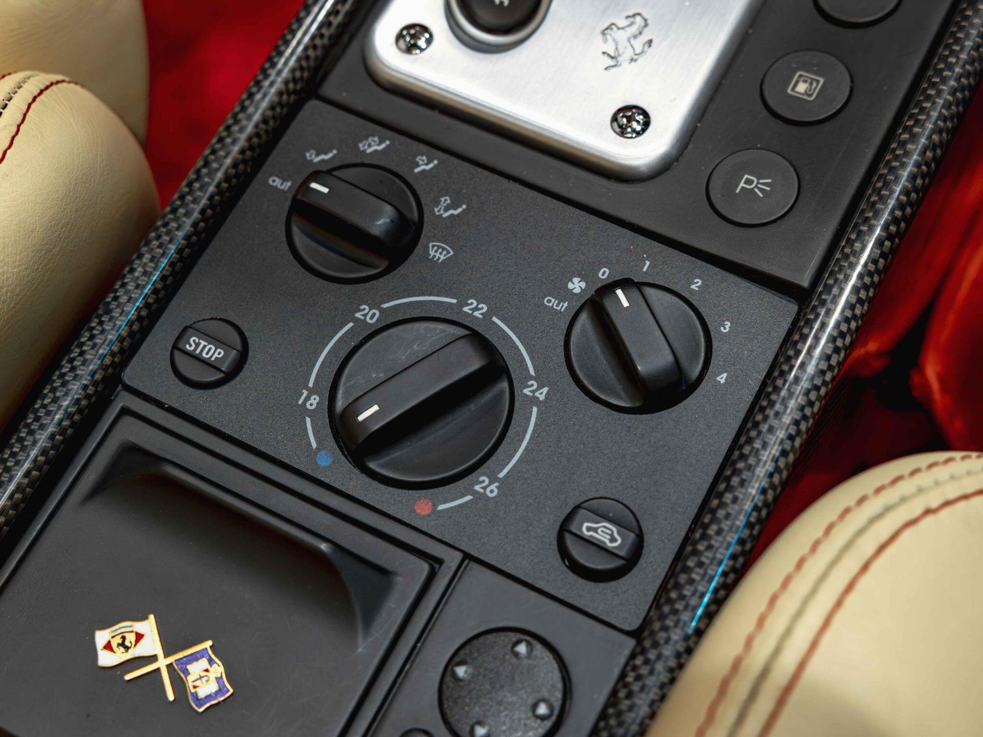 An interior shot of the misc controls on a 1997 Ferrari F355