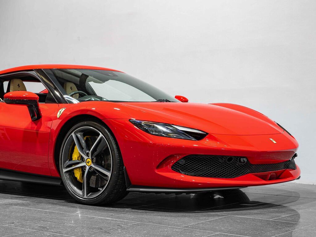 An exterior shot of the front right on a 2022 Ferrari 296 GTB