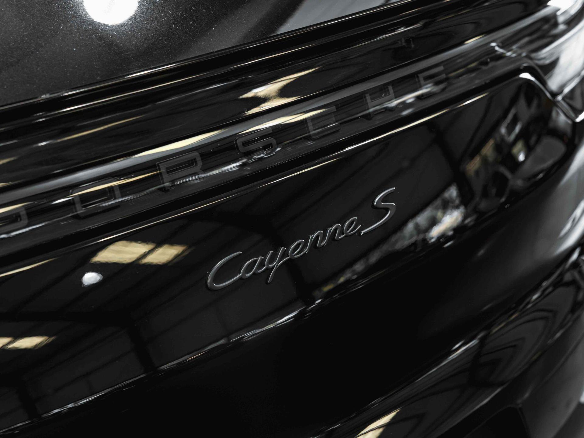 An exterior shot of the badge exterior on a 2019 Porsche Cayenne