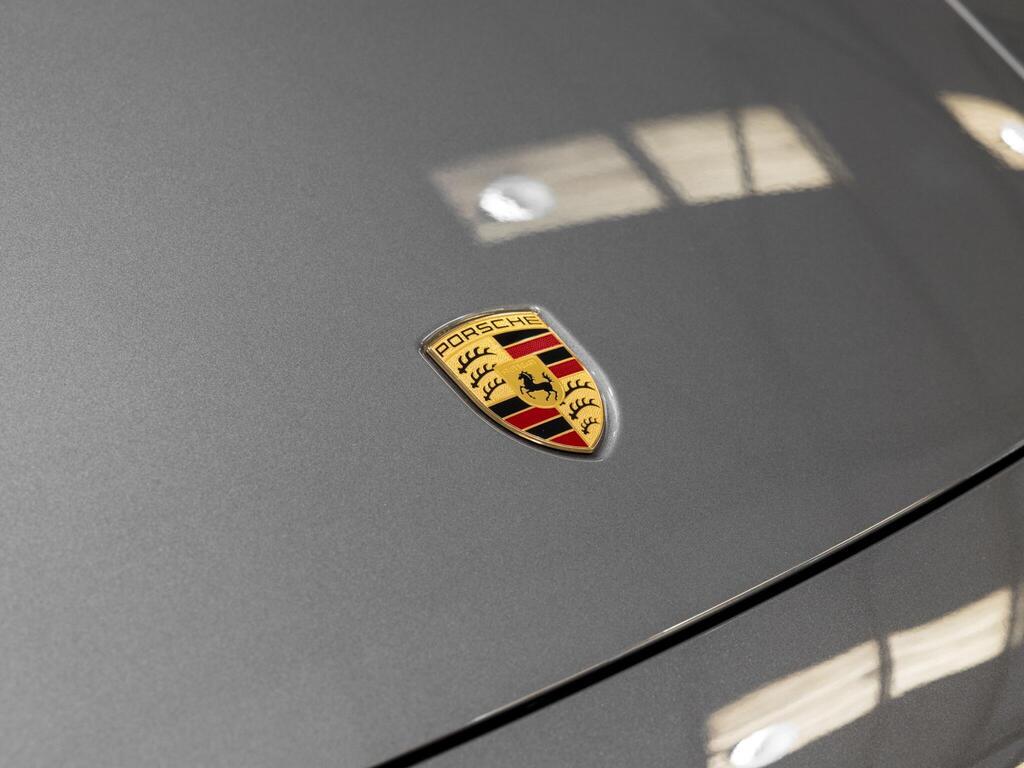 An exterior shot of the badge exterior on a 2023 Porsche 911