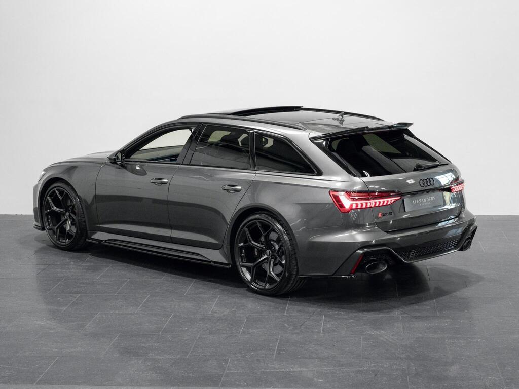 An exterior shot of the rear left on a 2023 Audi RS6 Avant