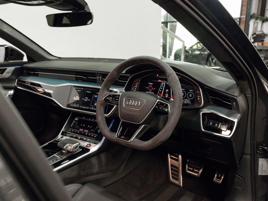 An interior shot of the interior front on a 2023 Audi RS6 Avant