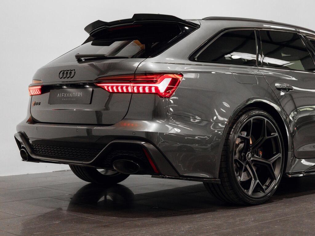An exterior shot of the rear right on a 2023 Audi RS6 Avant