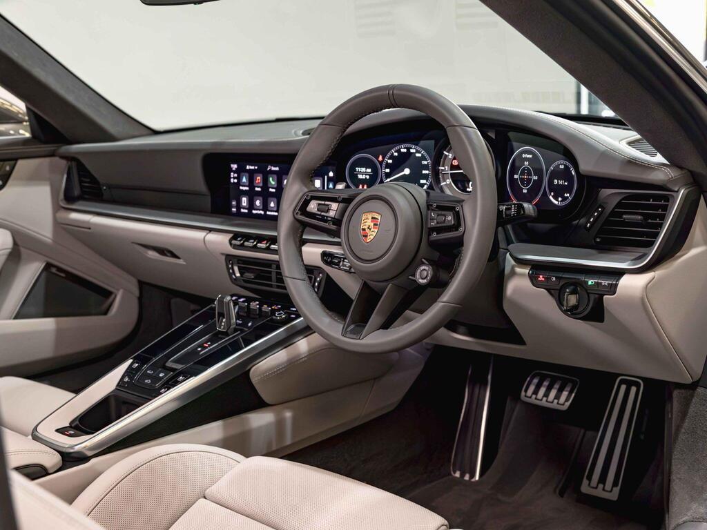 An interior shot of the interior front on a 2023 Porsche 911