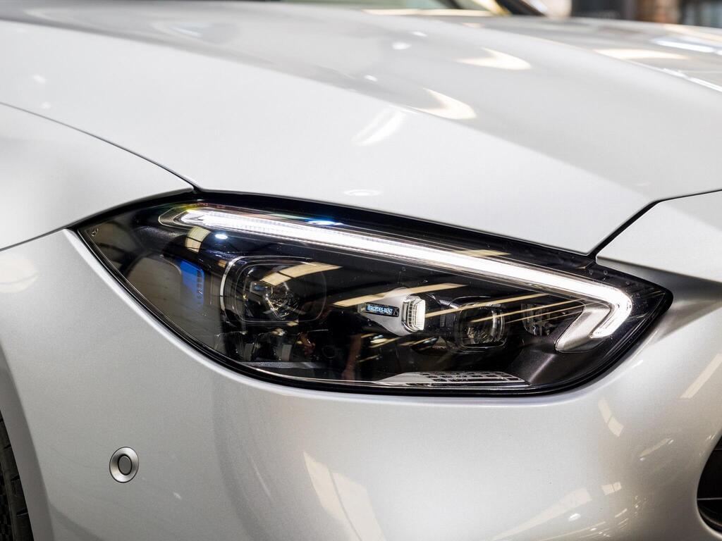An exterior shot of the lights front on a 2024 Mercedes-Benz C Class