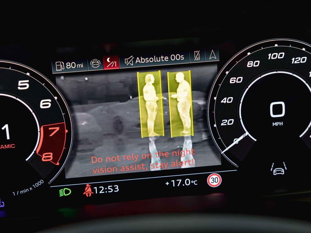An interior shot of the driver instruments on a 2025 Audi RSQ8