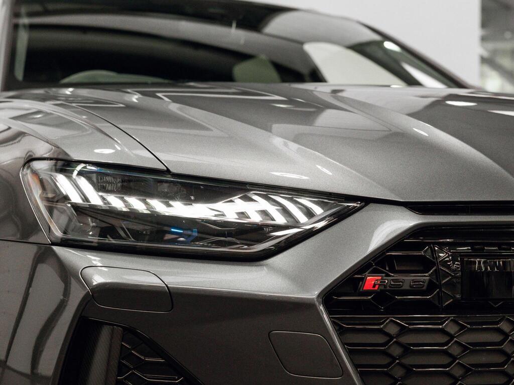 An exterior shot of the lights front on a 2023 Audi RS6 Avant