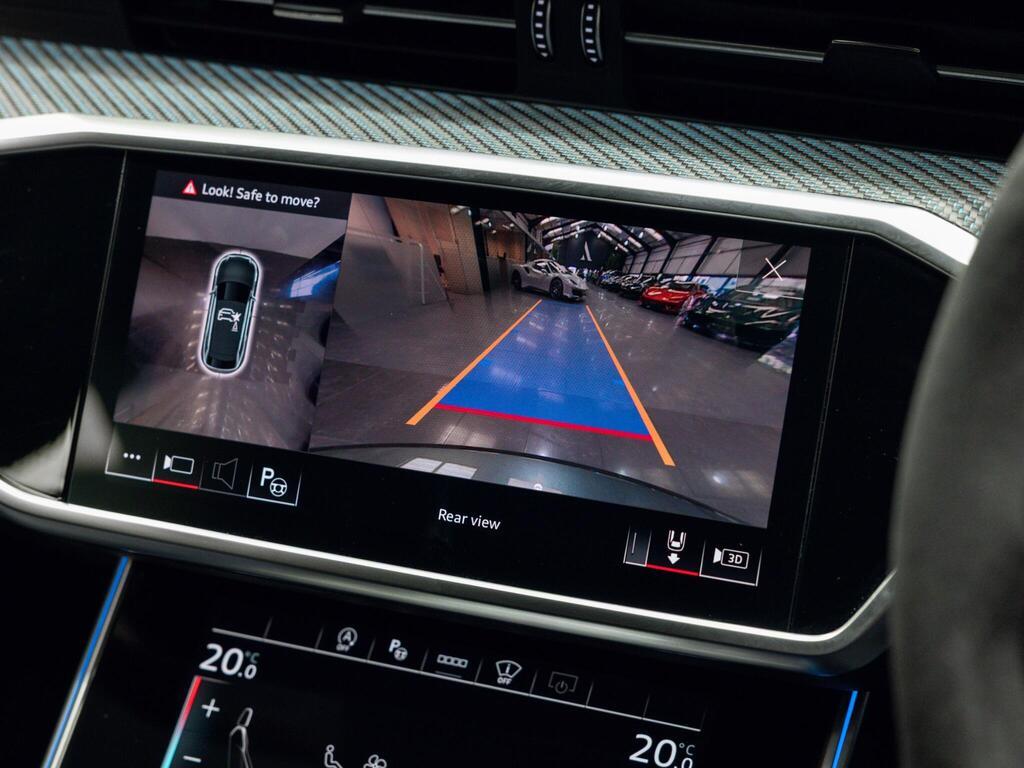 An interior shot of the infotainment system on a 2023 Audi RS6 Avant