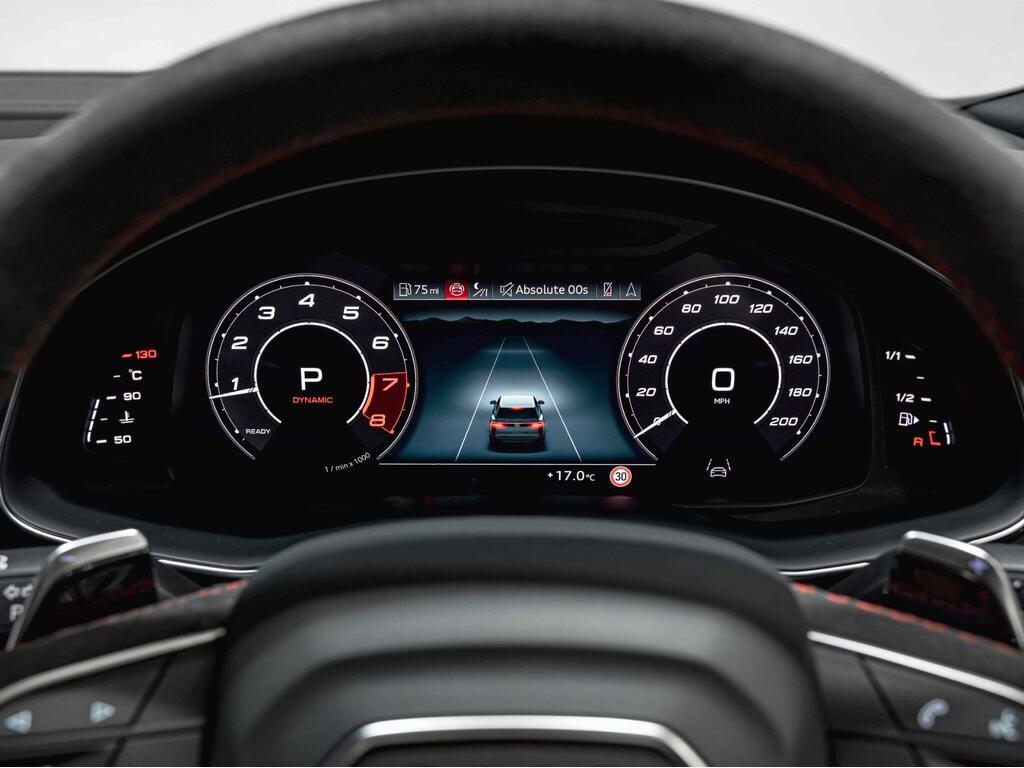 An interior shot of the driver instruments on a 2025 Audi RSQ8