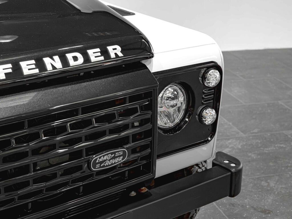 An exterior shot of the lights front on a 2016 Land Rover Defender 90