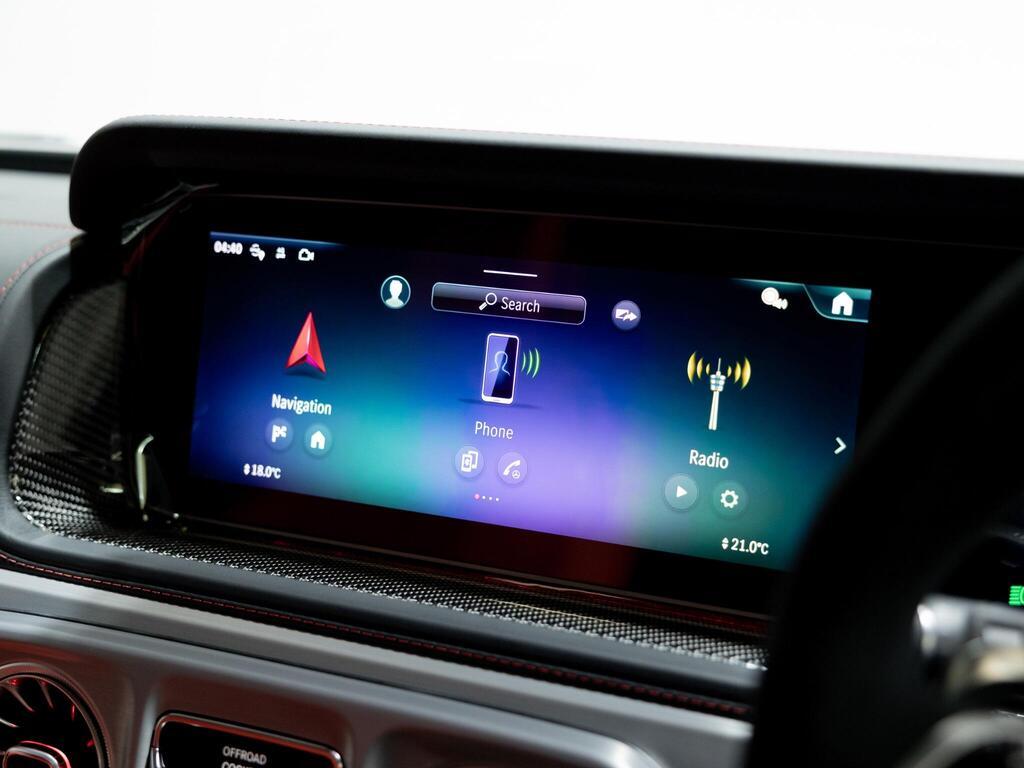 An interior shot of the infotainment system on a 2026 Mercedes-Benz G Class