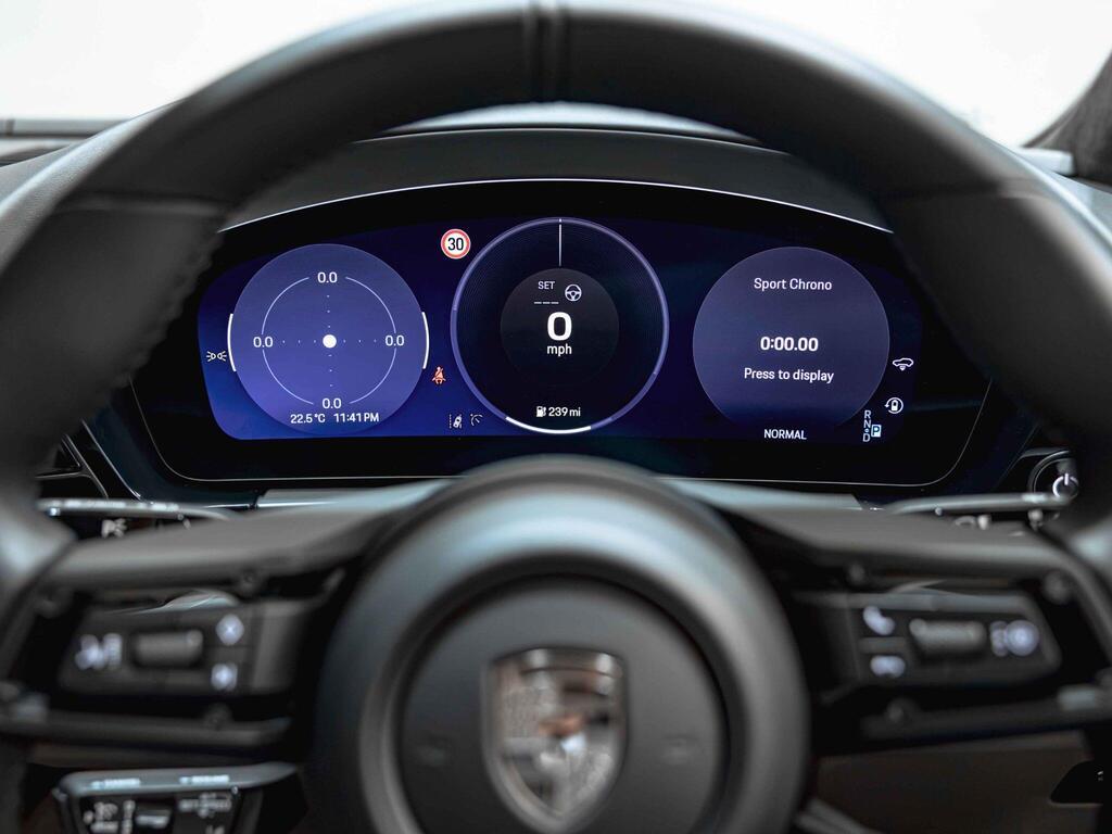 An interior shot of the driver instruments on a 2024 Porsche Macan