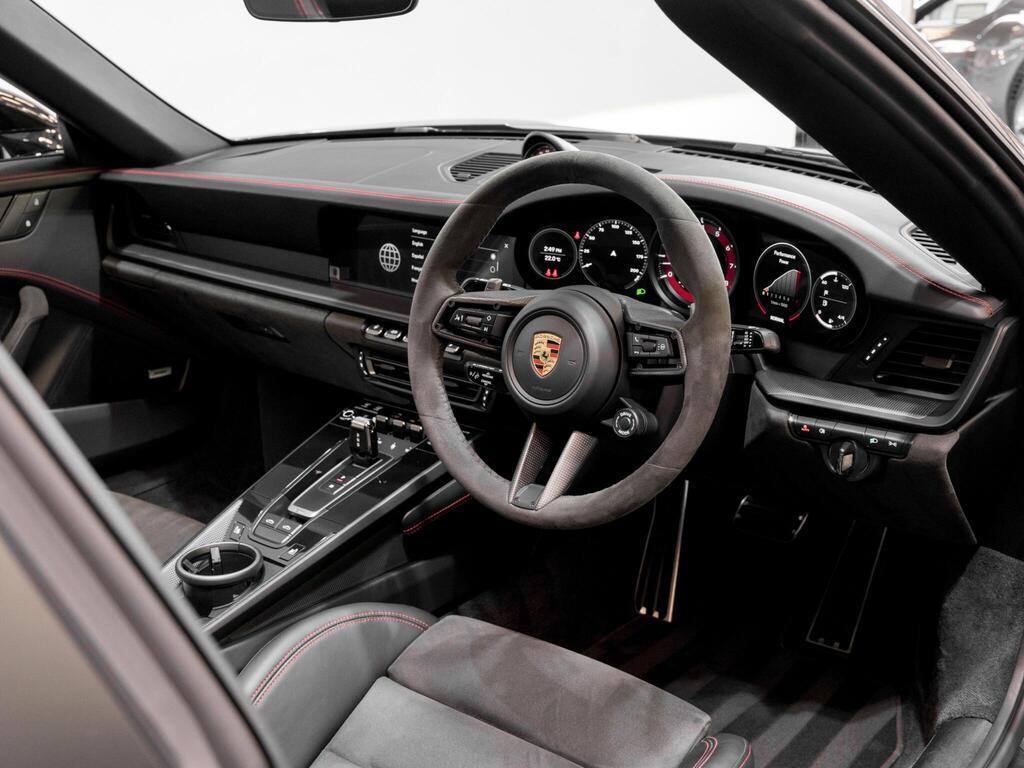 An interior shot of the interior front on a 2023 Porsche 911