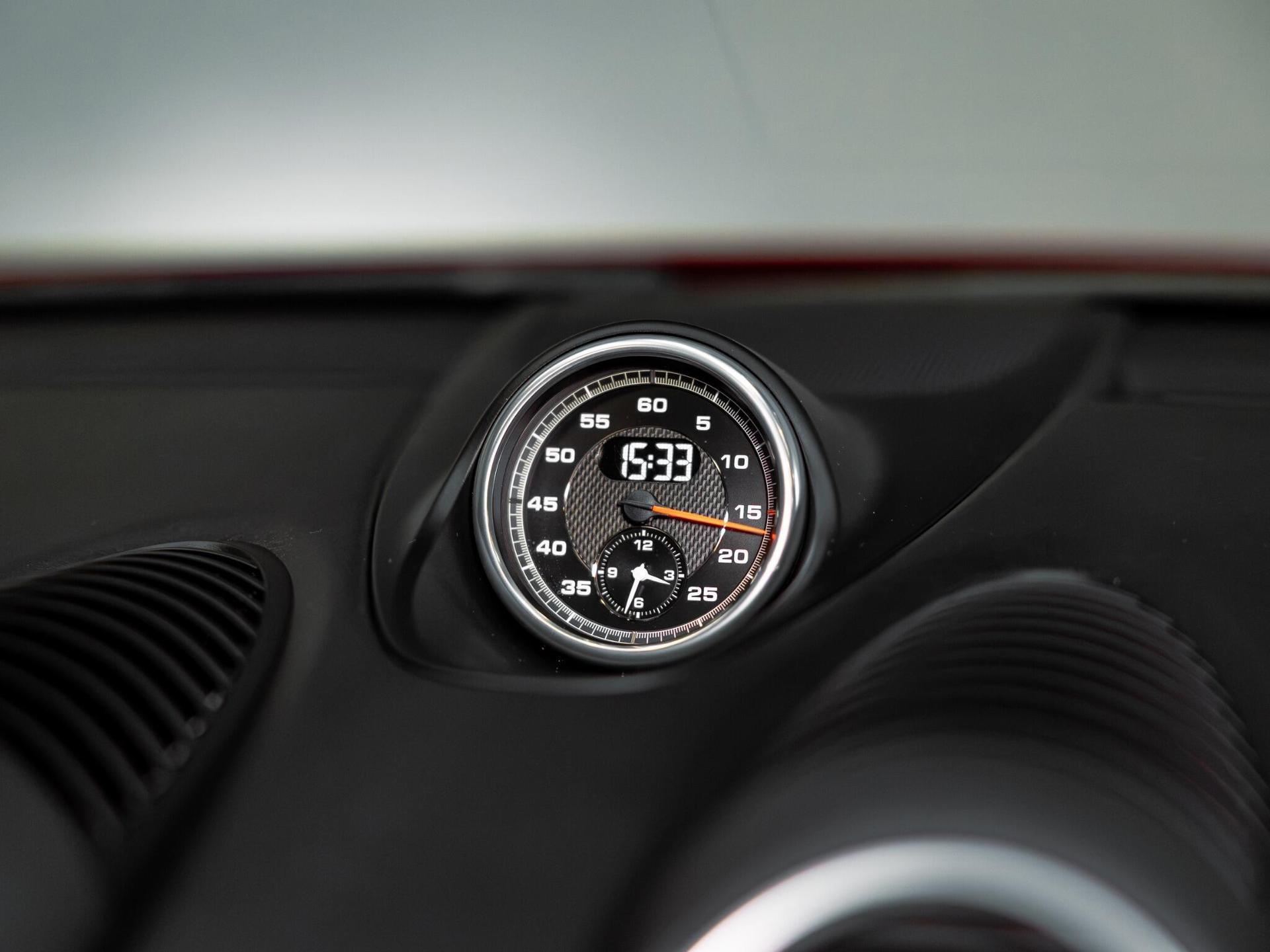 An interior shot of the driver instruments on a 2021 Porsche 718 Cayman