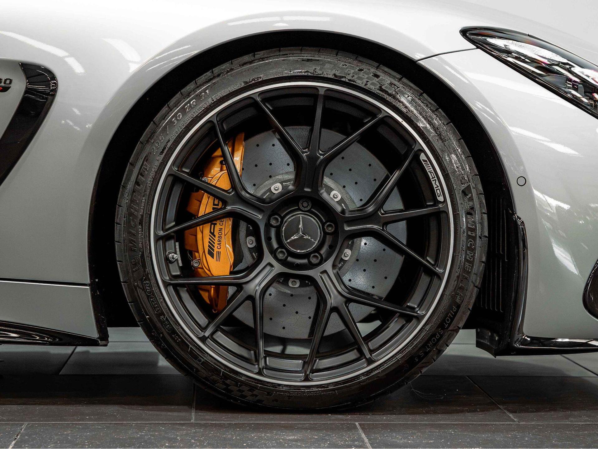 An exterior shot of the wheel on a 2024 Mercedes-Benz AMG GT