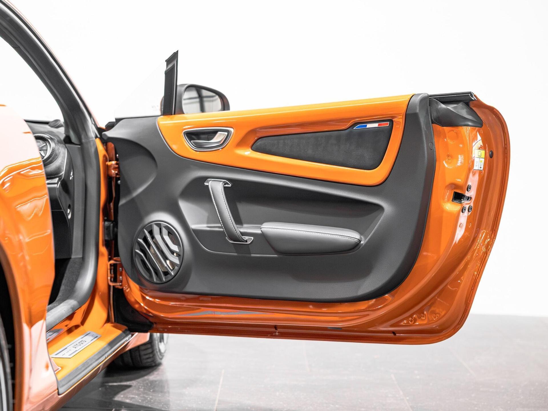 An interior shot of the door interior on a 2026 Alpine A110