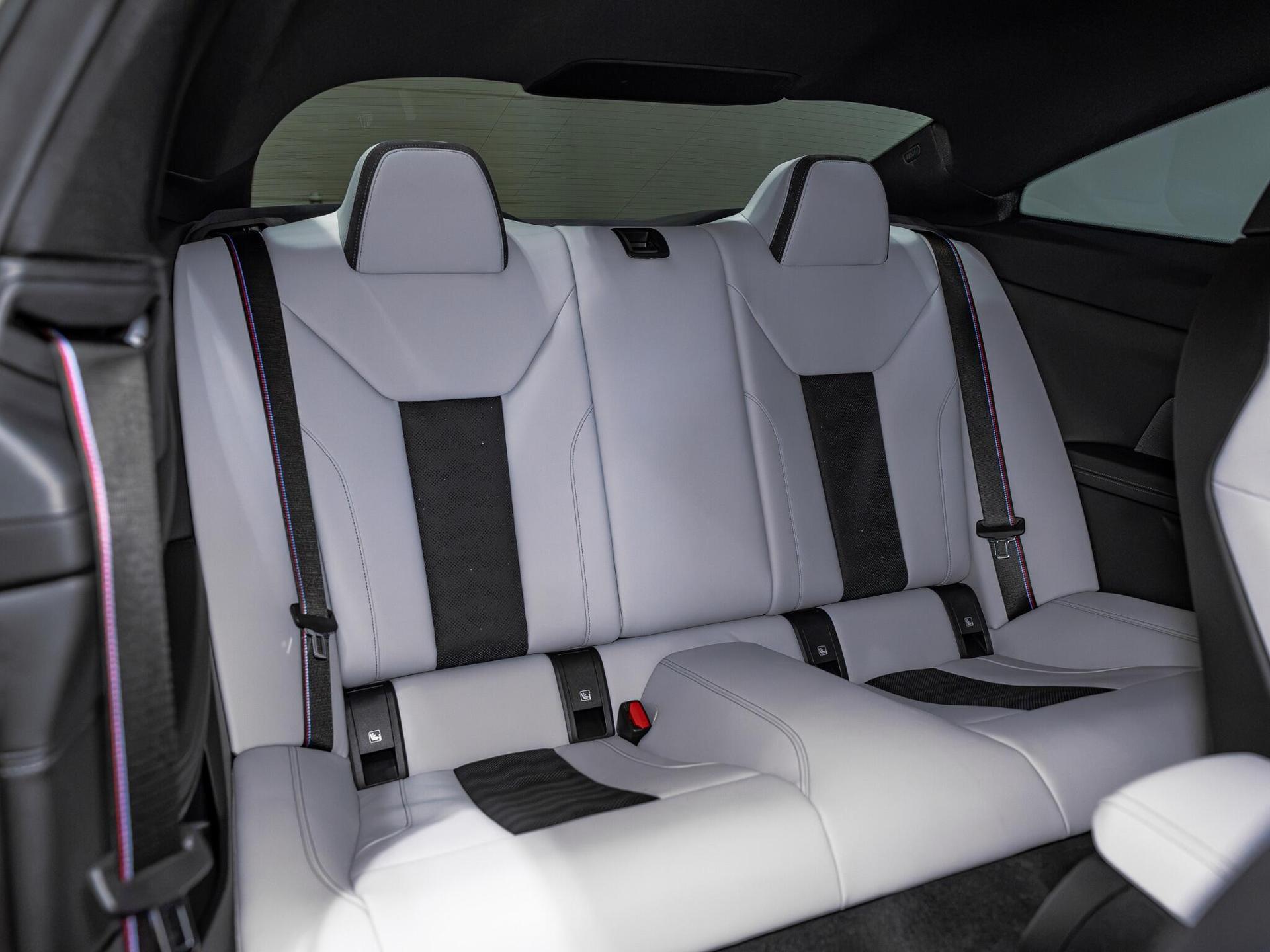 An interior shot of the seats rear on a 2025 BMW M4