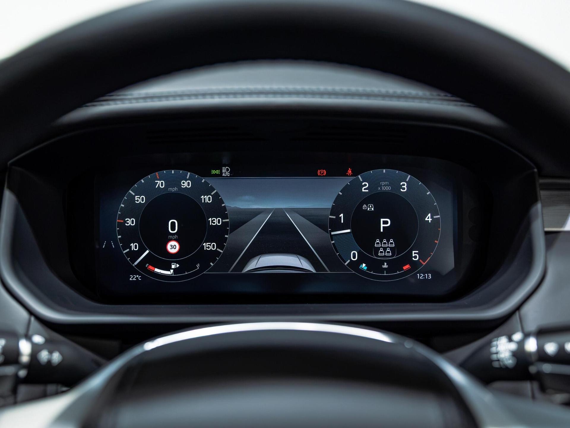 An interior shot of the driver instruments on a 2026 Land Rover Discovery