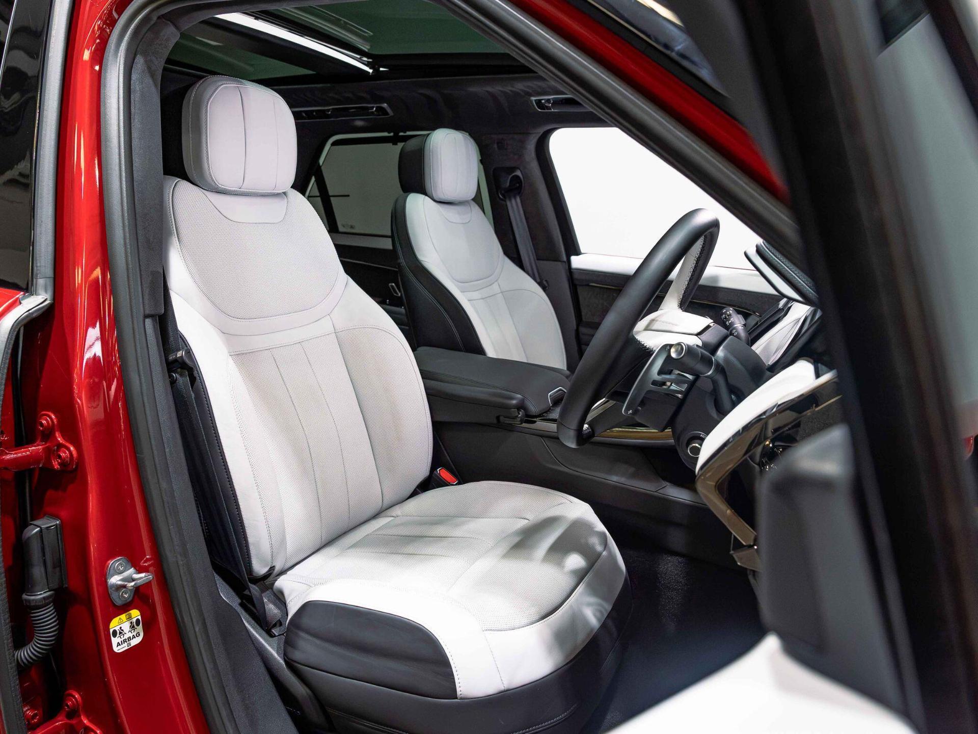 An interior shot of the driver seat on a 2023 Land Rover Range Rover Sport