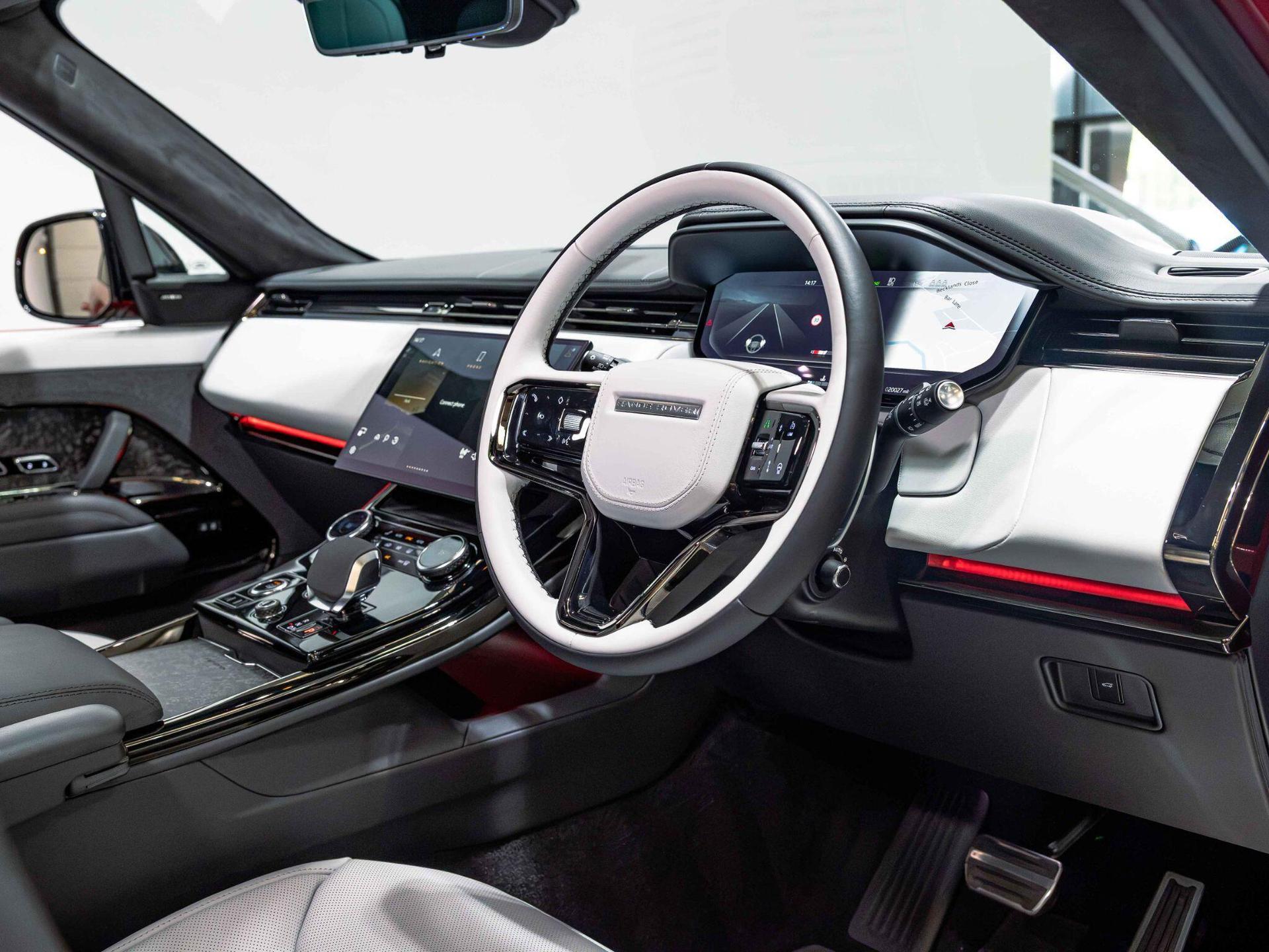 An interior shot of the interior front on a 2023 Land Rover Range Rover Sport