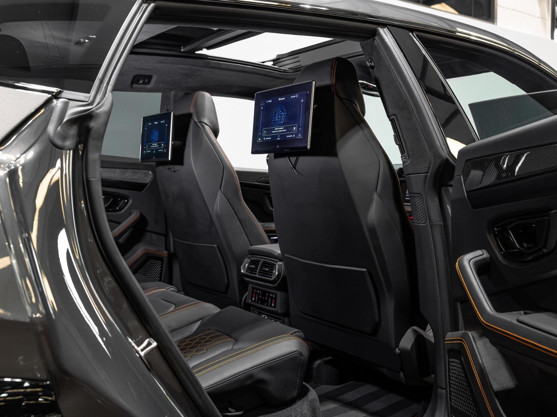 An interior shot of the seats rear on a 2025 Lamborghini Urus