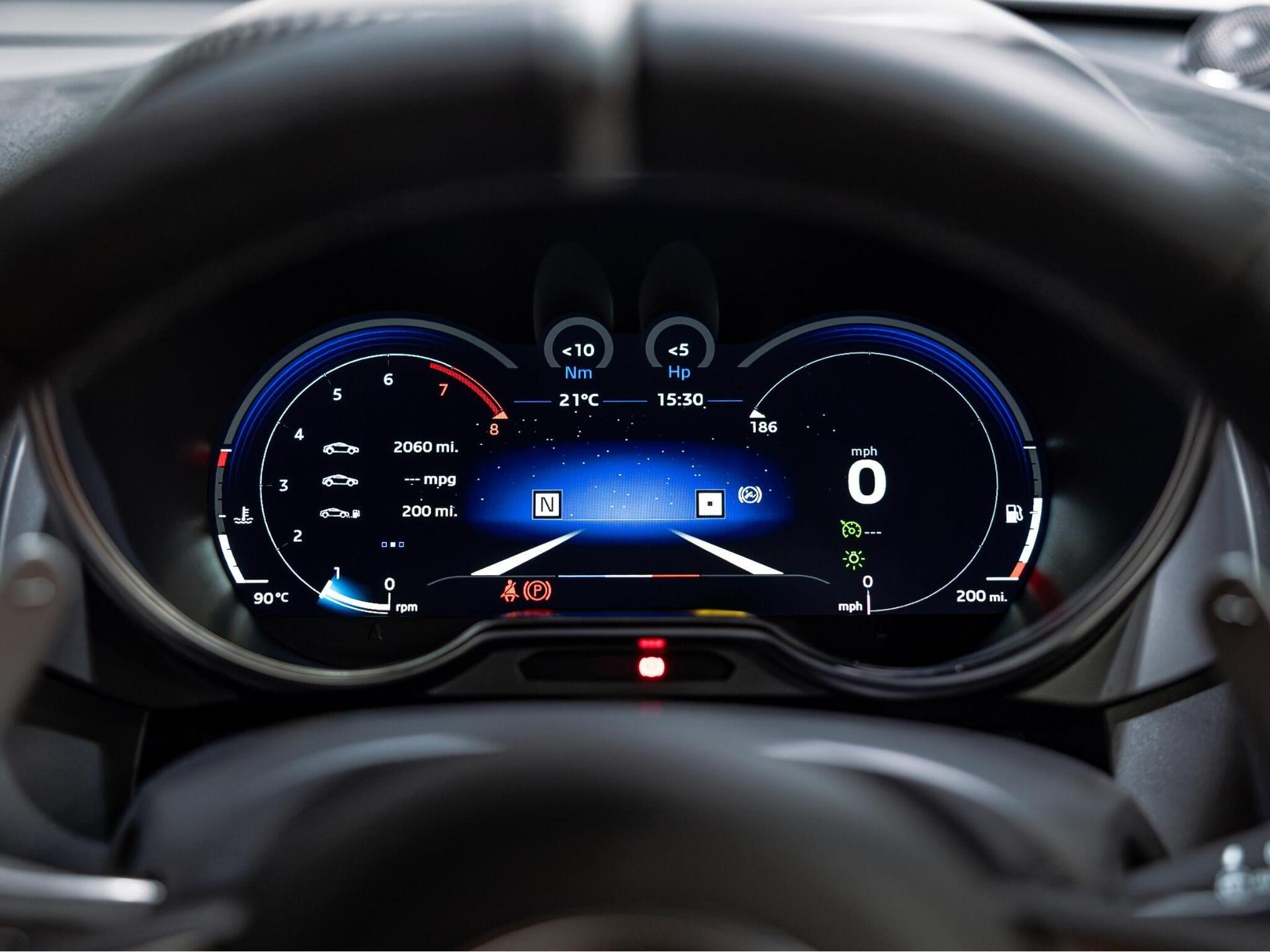 An interior shot of the driver instruments on a 2026 Alpine A110