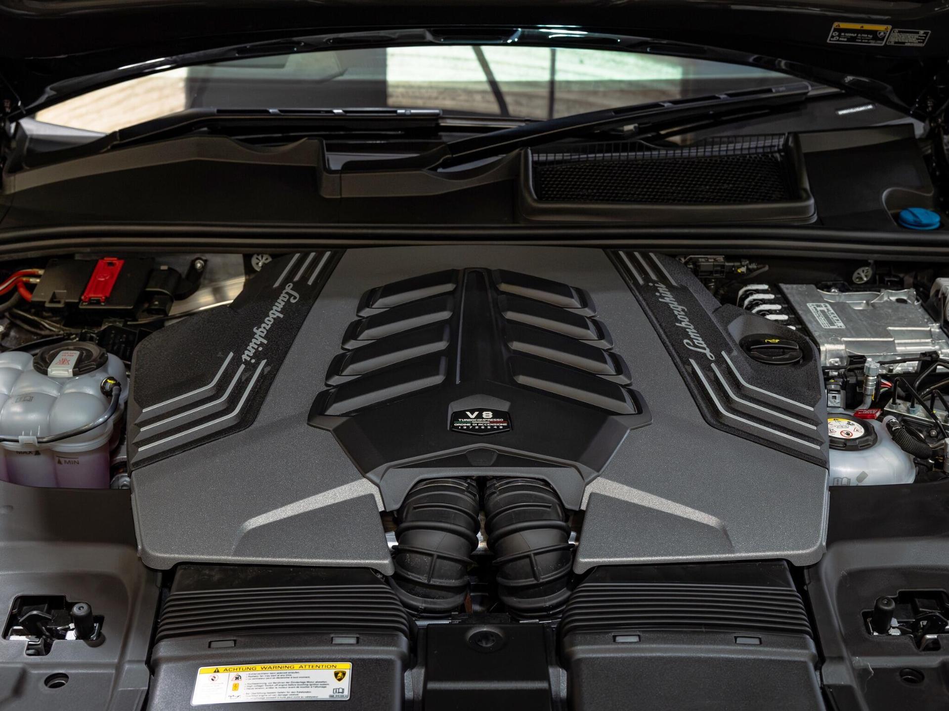 An exterior shot of the engine on a 2025 Lamborghini Urus