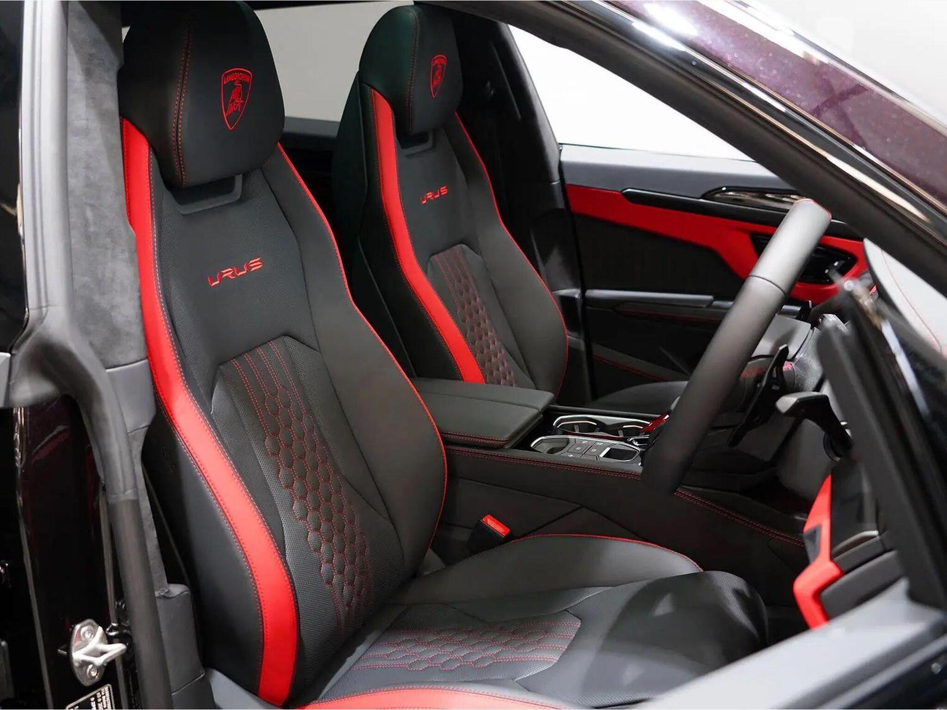An interior shot of the driver seat on a 2023 Lamborghini Urus