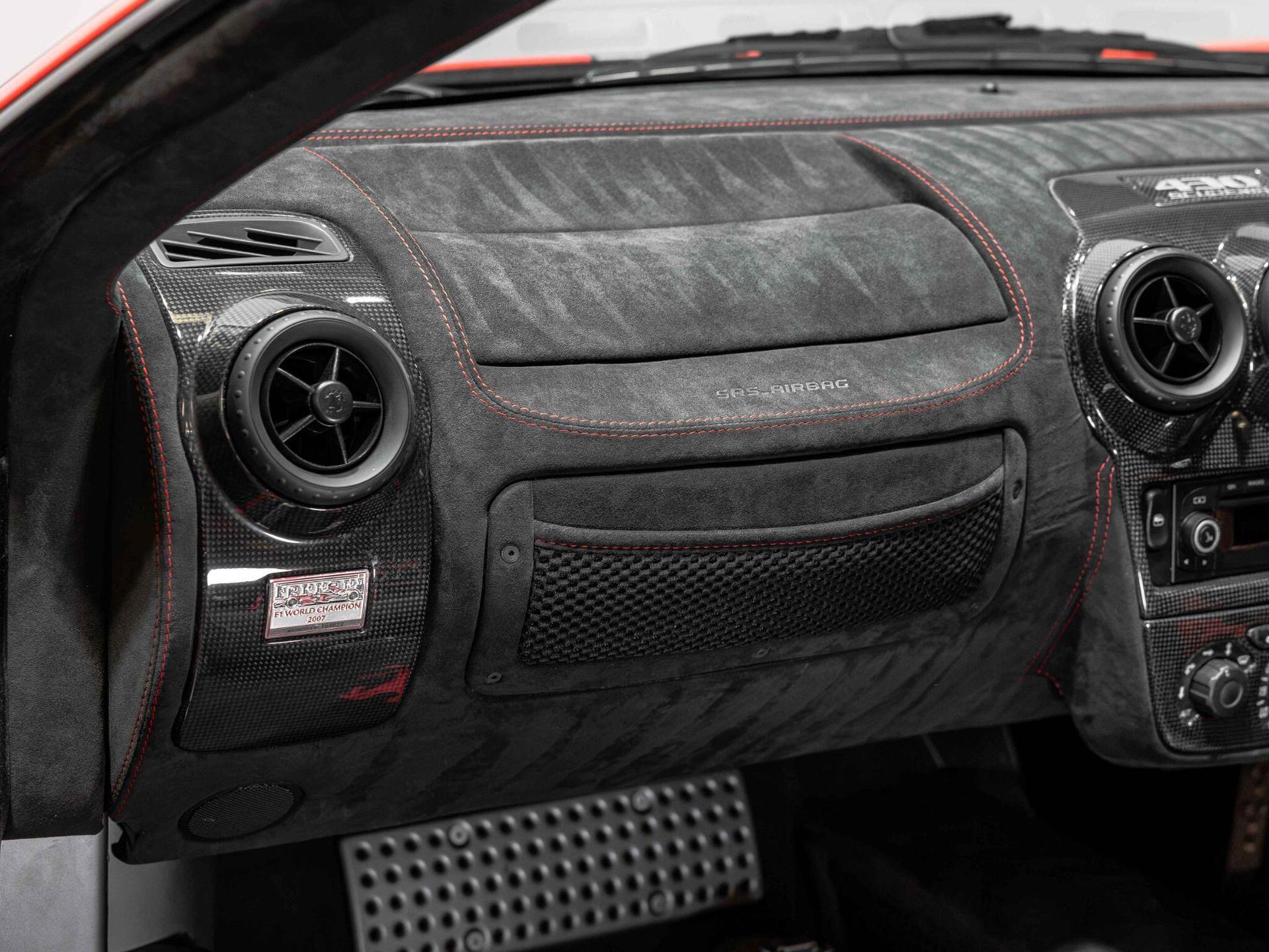 An interior shot of the interior front on a 2008 Ferrari 430
