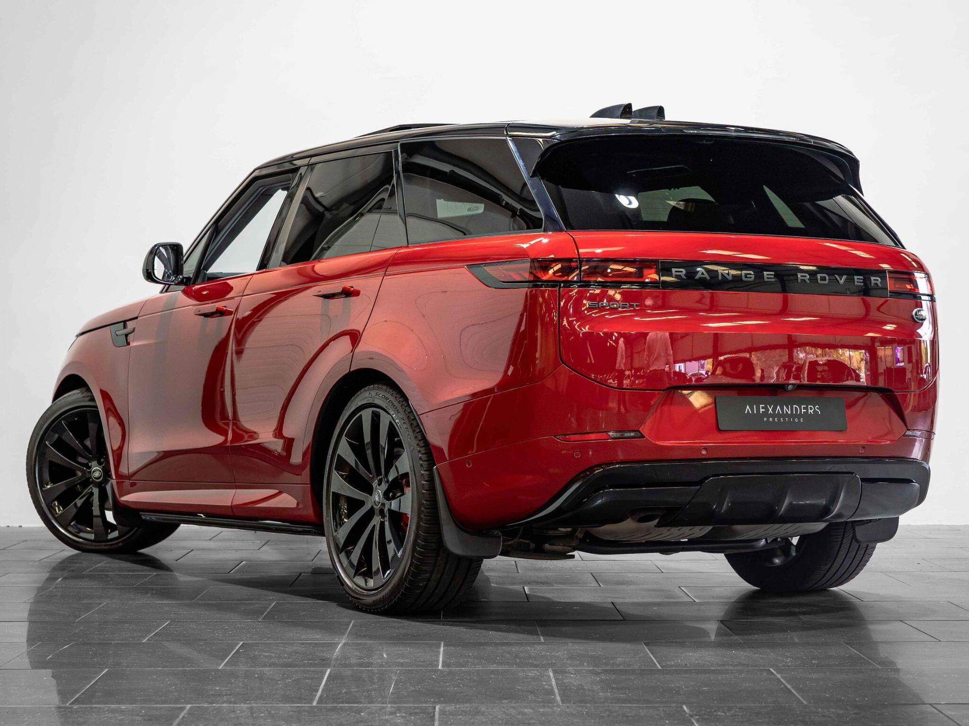 An exterior shot of the rear left on a 2023 Land Rover Range Rover Sport