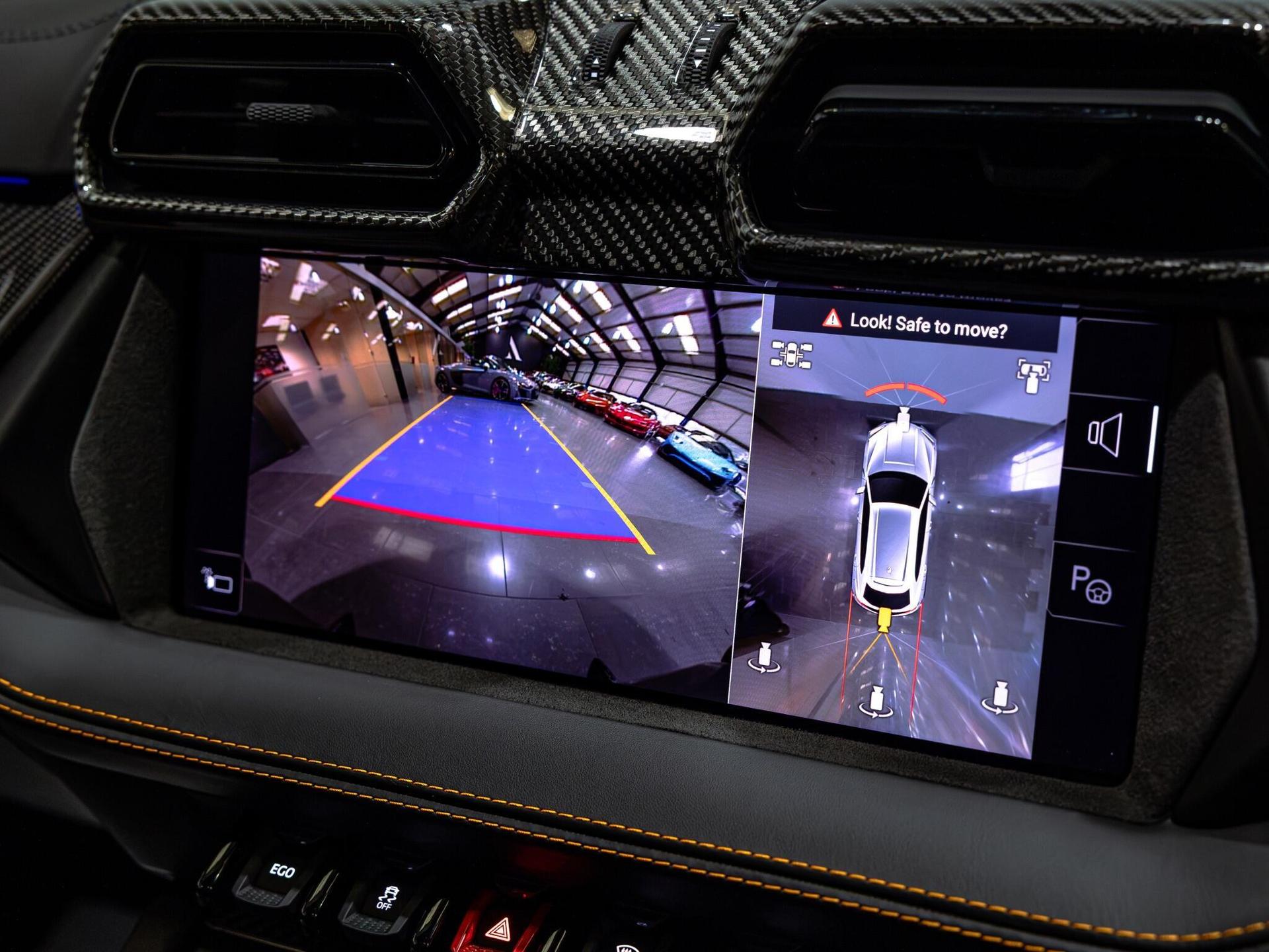 An interior shot of the infotainment system on a 2025 Lamborghini Urus