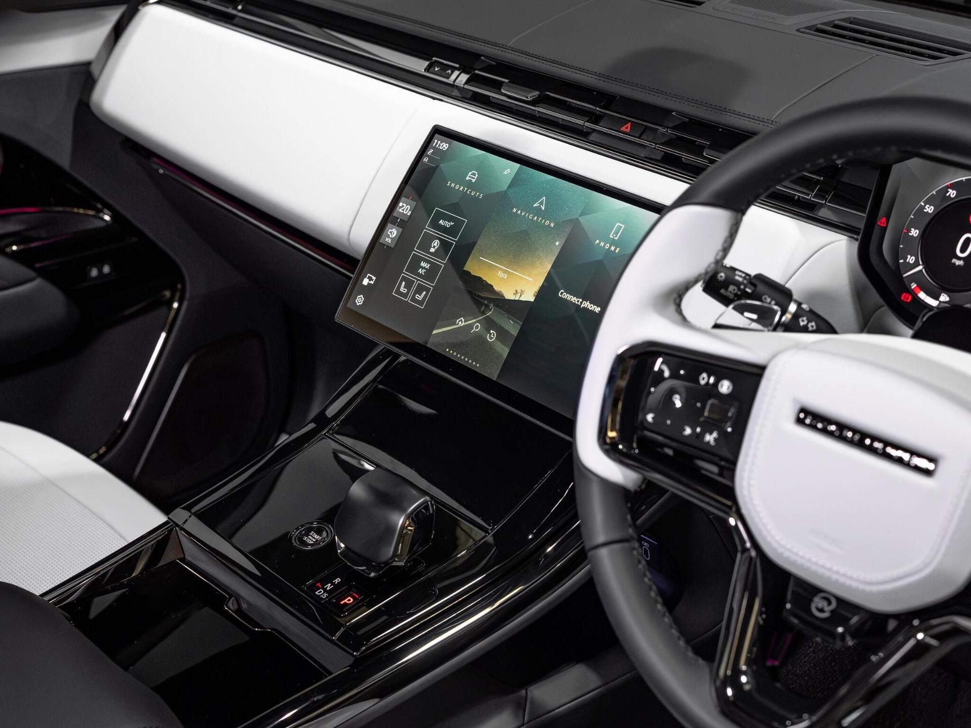 An interior shot of the infotainment system on a 2026 Land Rover Range Rover Sport