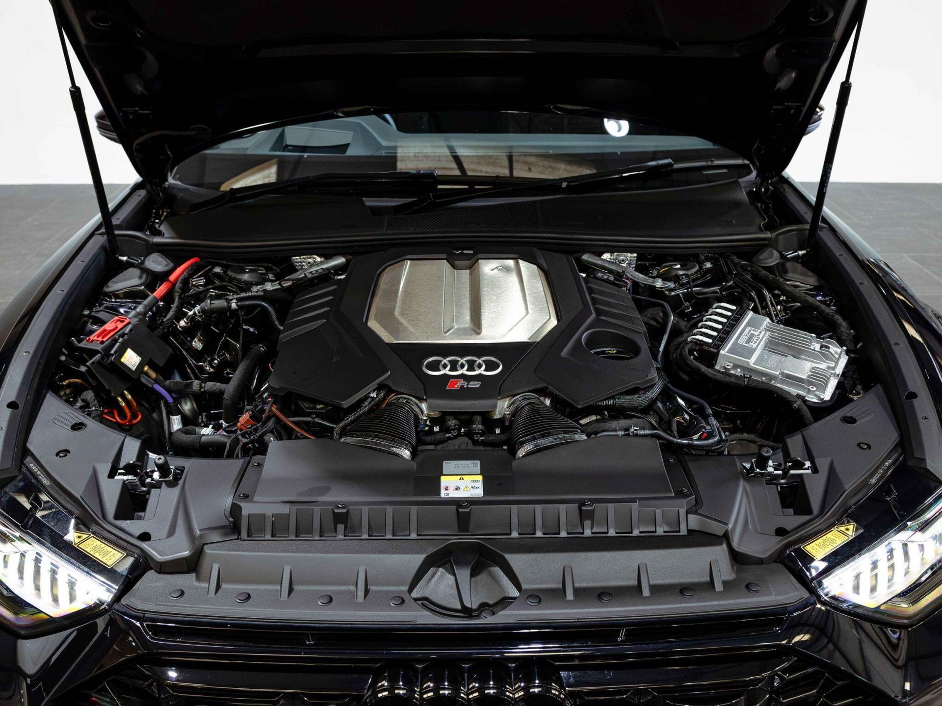 An exterior shot of the engine on a 2023 Audi RS6 Avant