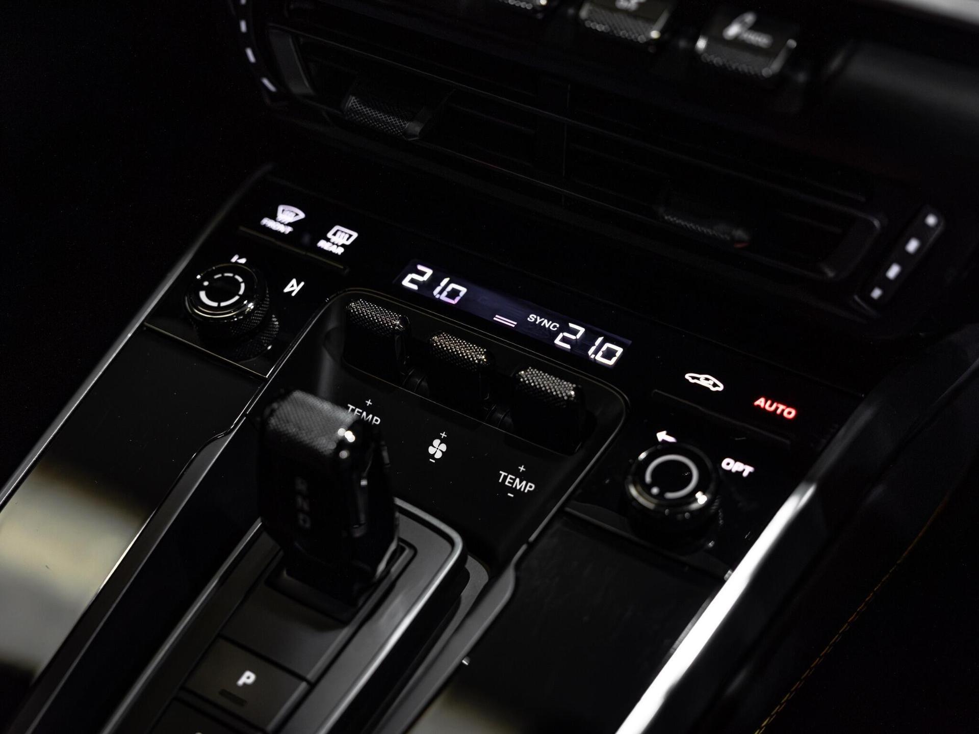An interior shot of the misc controls on a 2022 Porsche 911