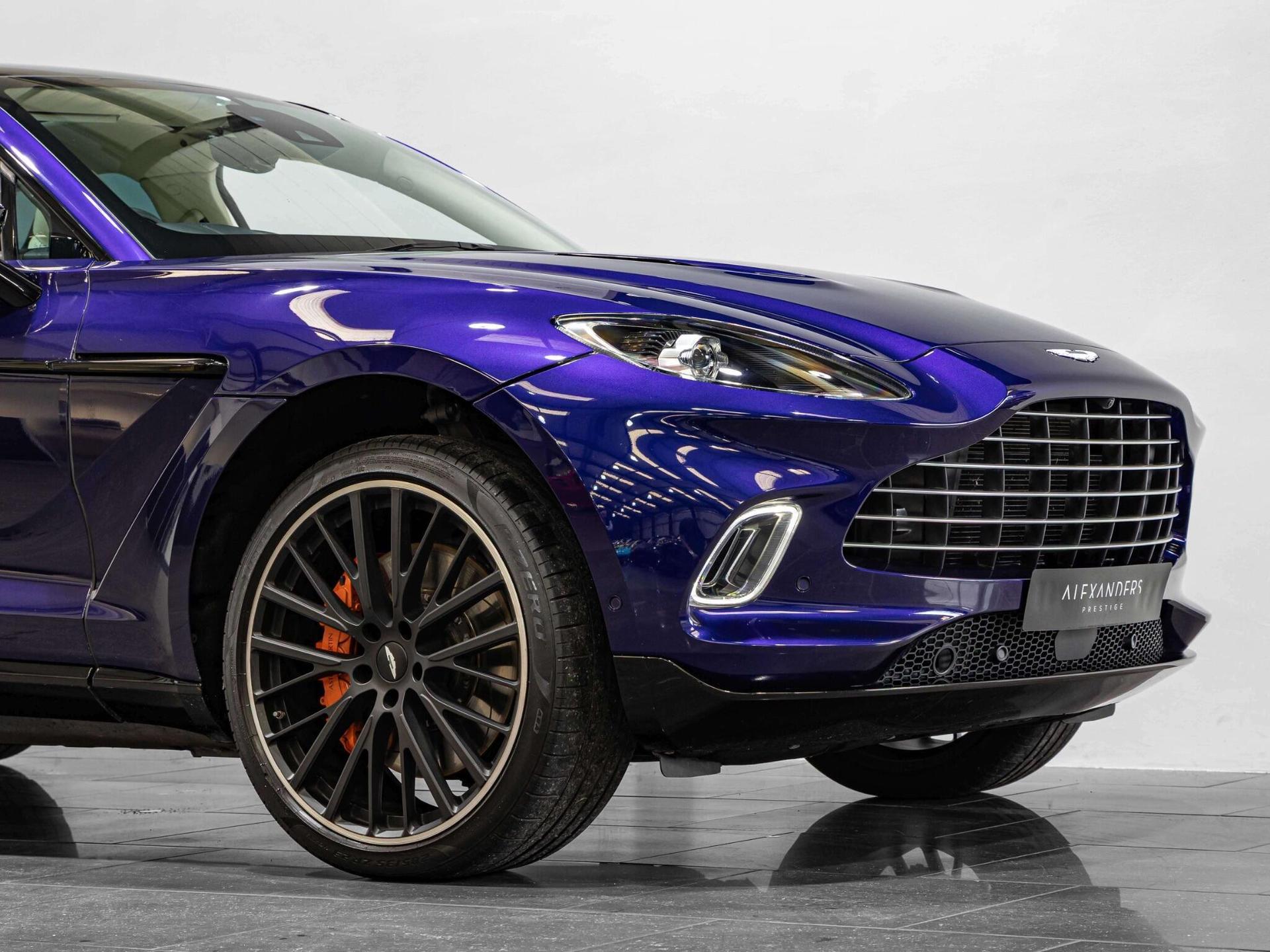 An exterior shot of the front right on a 2023 Aston Martin DBX