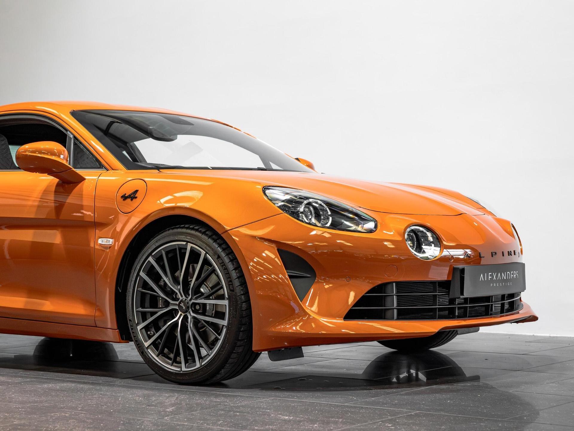 An exterior shot of the front right on a 2026 Alpine A110