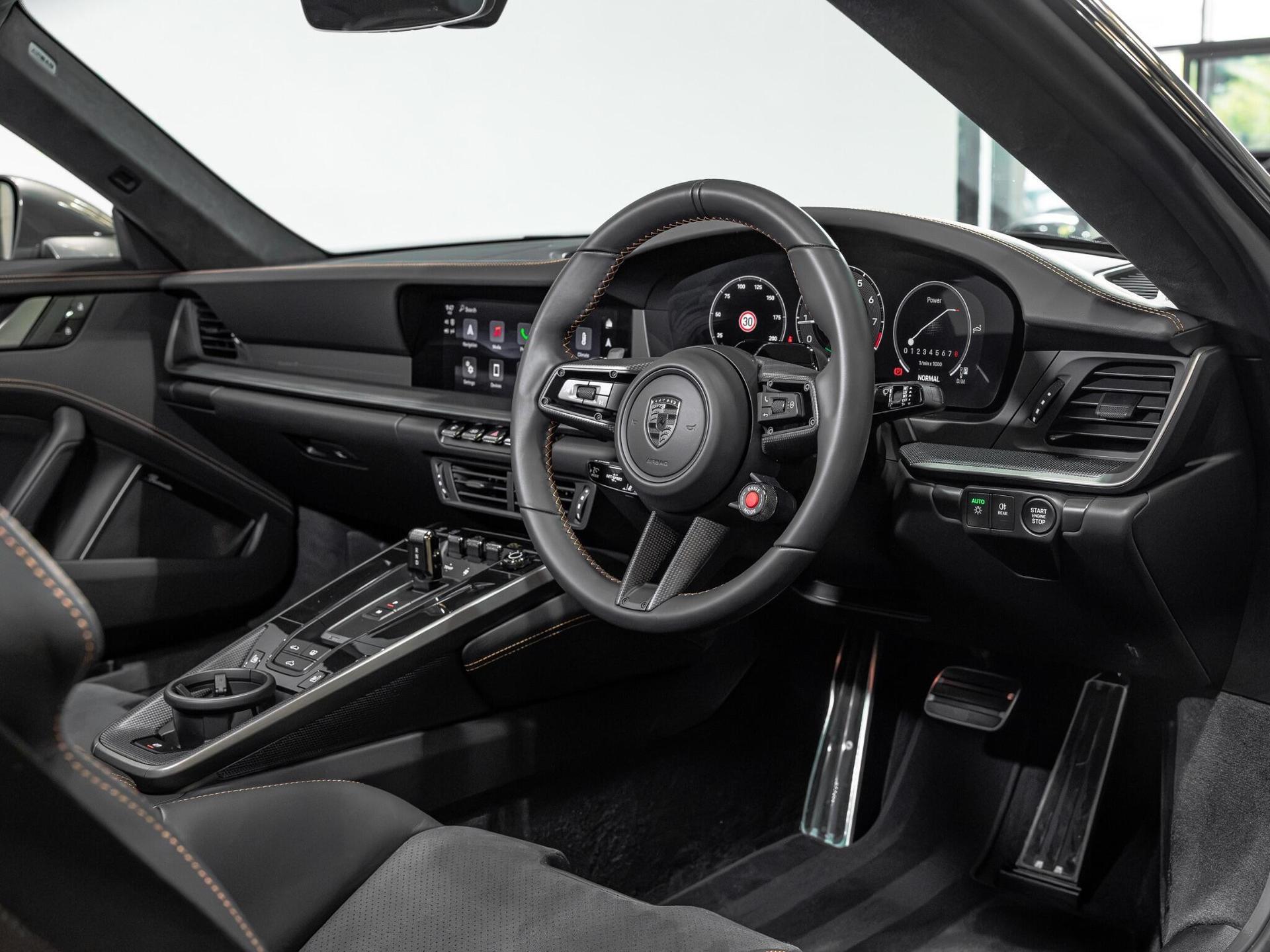 An interior shot of the interior front on a 2026 Porsche 911
