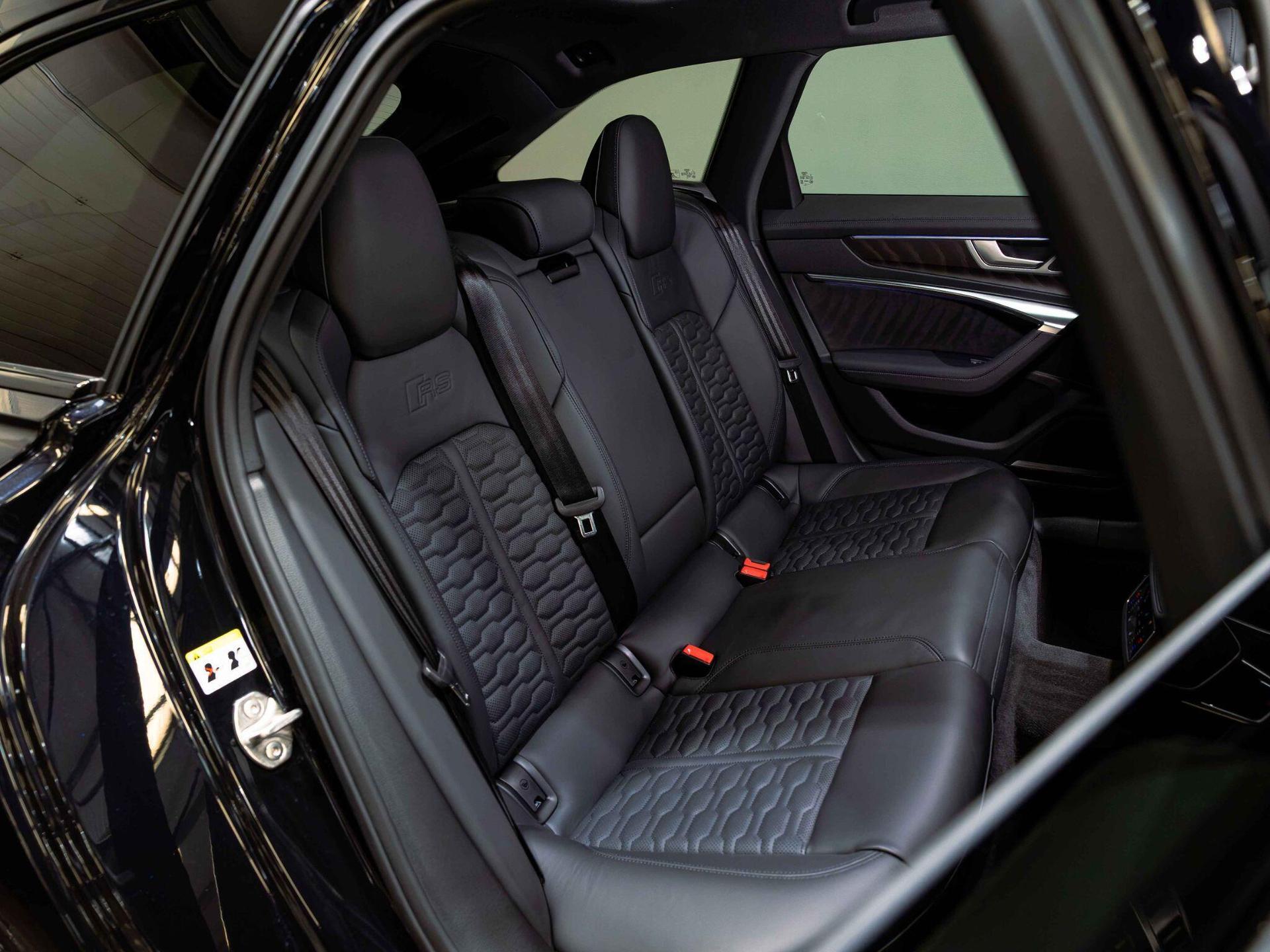 An interior shot of the seats rear on a 2023 Audi RS6 Avant