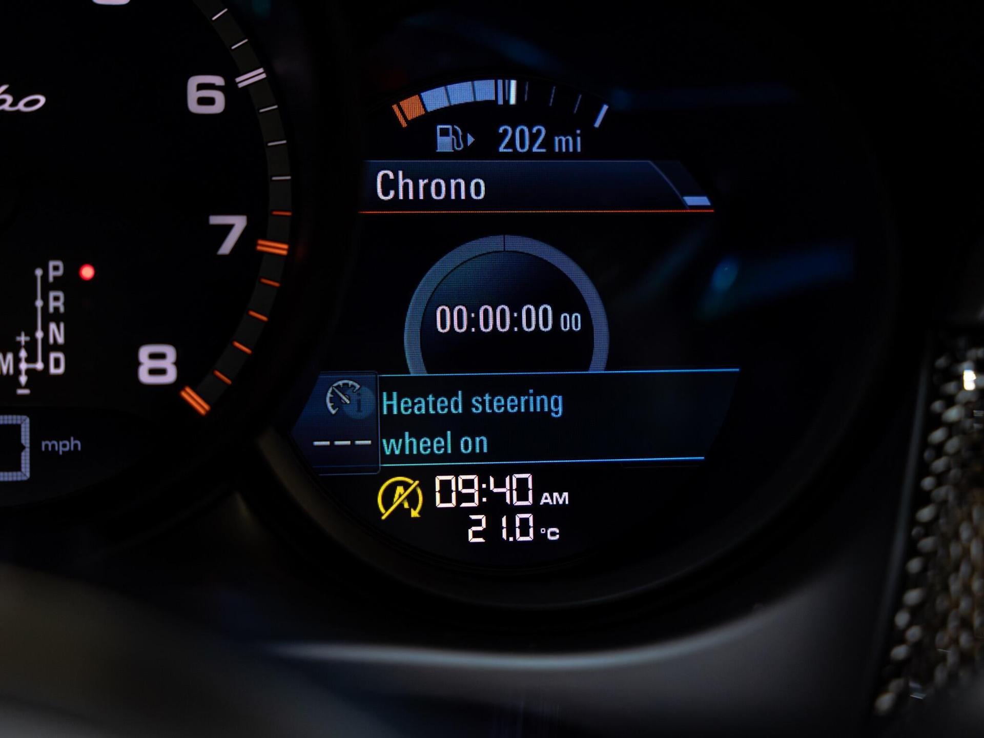 An interior shot of the driver instruments on a 2020 Porsche Macan