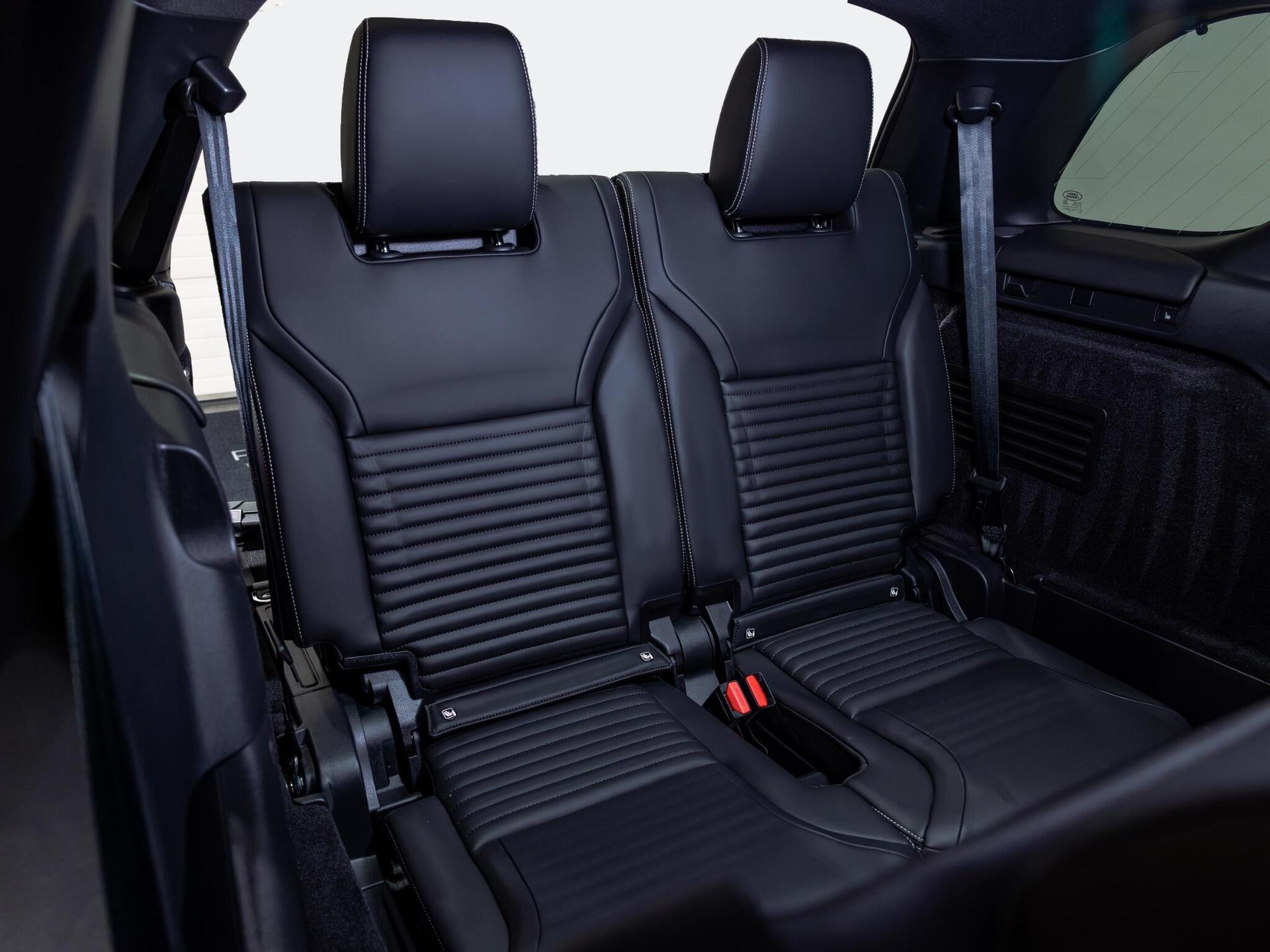 An interior shot of the seats rear on a 2026 Land Rover Discovery