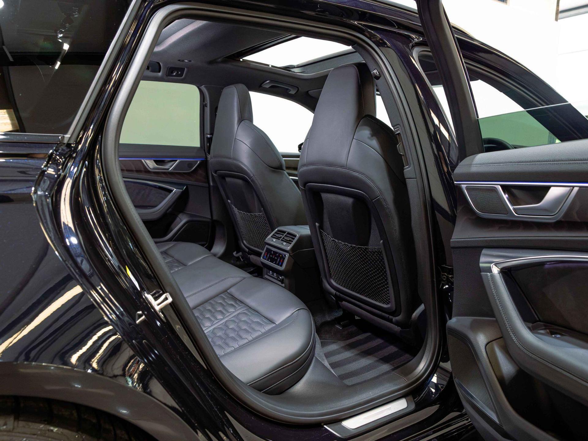 An interior shot of the seats rear on a 2023 Audi RS6 Avant
