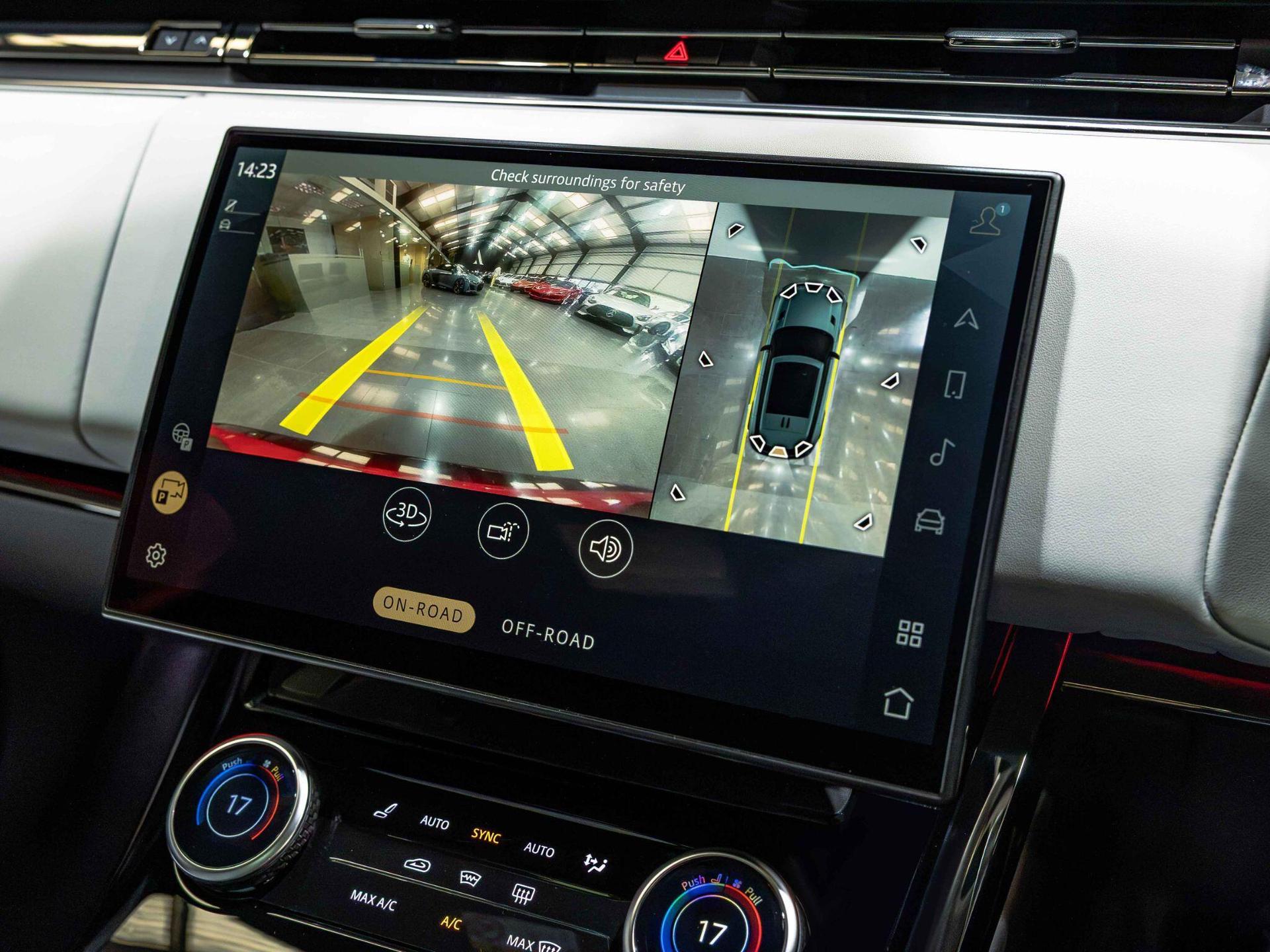 An interior shot of the infotainment system on a 2023 Land Rover Range Rover Sport