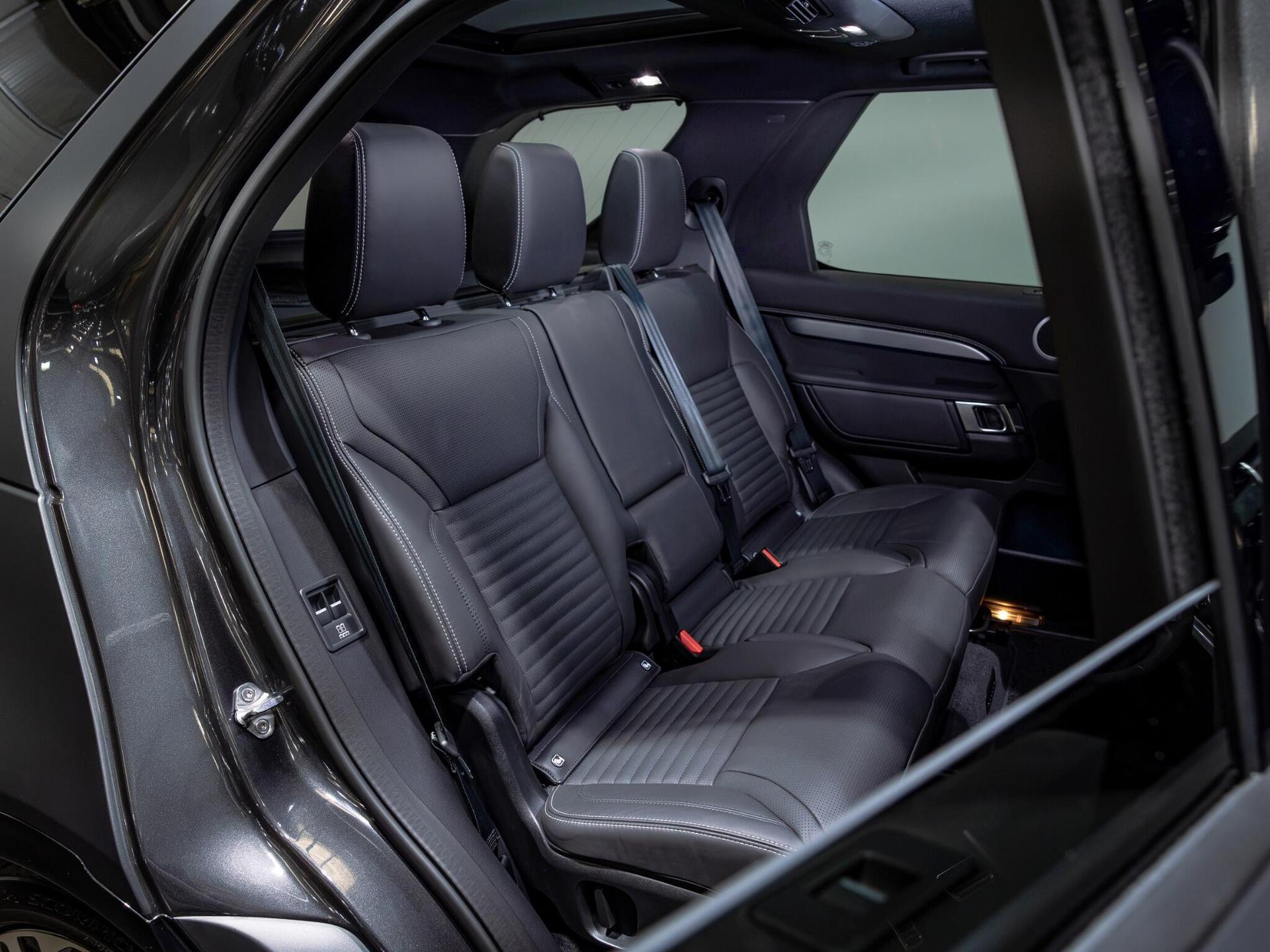 An interior shot of the seats rear on a 2026 Land Rover Discovery